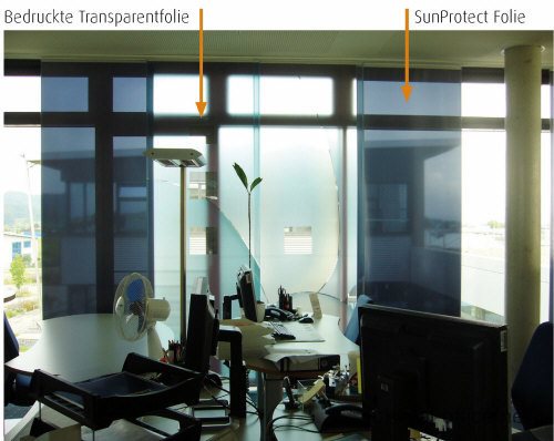 Akustikabsorber Sunprotect Sonnenschutz im Büro bei Optima Inova