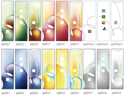 Akustikvorhnge mit knstlerischem Motiv in 5 Feng Shui Farben